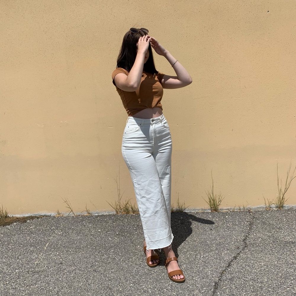 H&M baggy white jeans